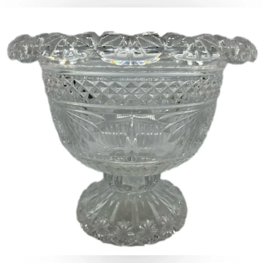 Vintage Lead Crystal Pedestal Glass Bowl Centerpiece